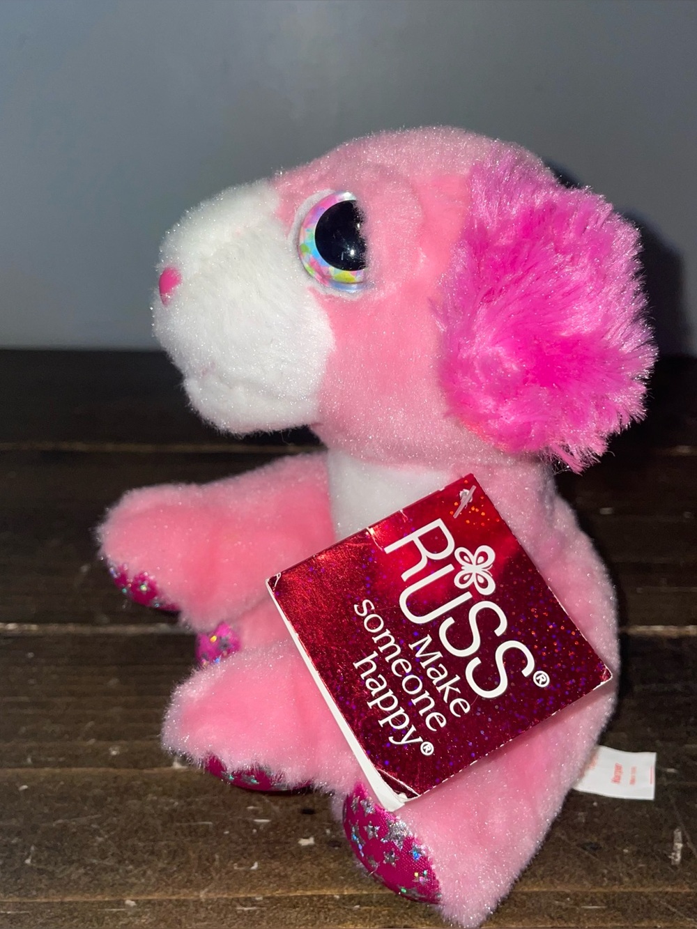 Russ Lil Peepers Plush “Harper” the Pink Sitting Dog Plush tags still attached